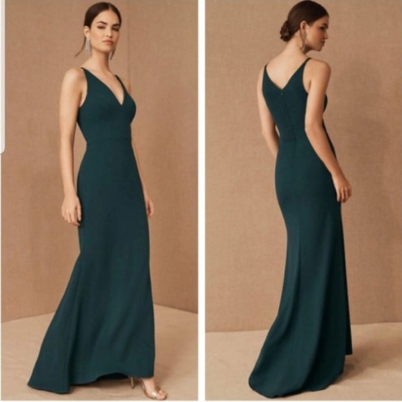 BHLDN Sz 4 Jones Dress in Dark Green - Picture 1 of 7